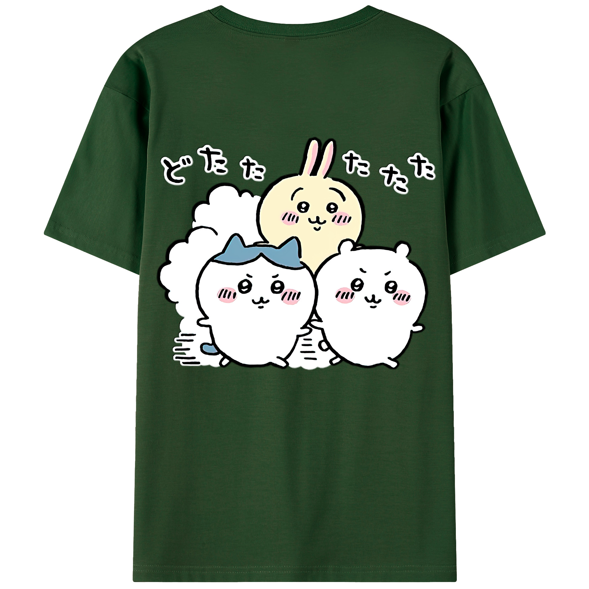 （画像用） ちいかわ ハチワレ Chii-kawa hachiware 綿100％半袖Tシャツ（背面プリント）